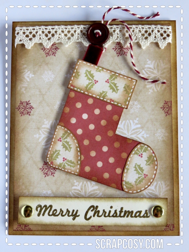20150908 - Christmas cards 2015 collection paper - stocking - front - scrapcosy